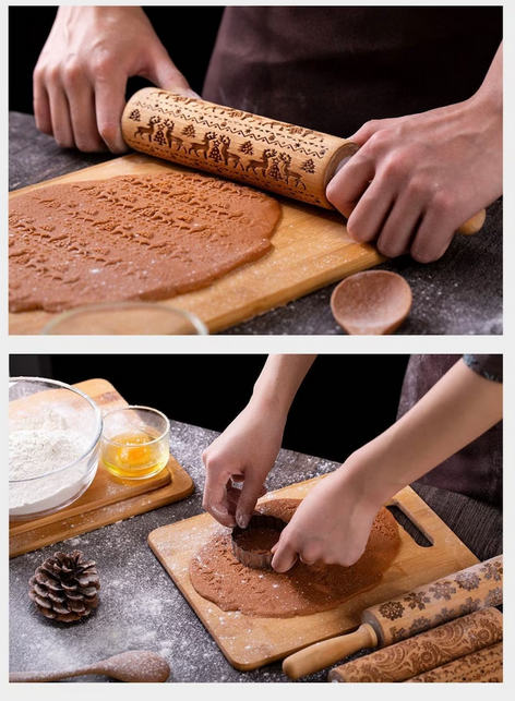 Christmas embossing rolling pin