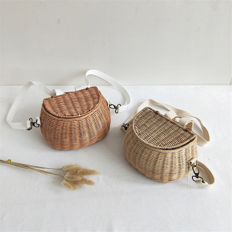 Rattan handmade backpack for kids