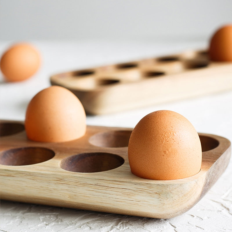 Wooden egg storage box