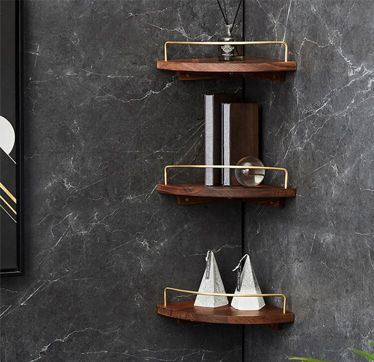 Wood corner shelf