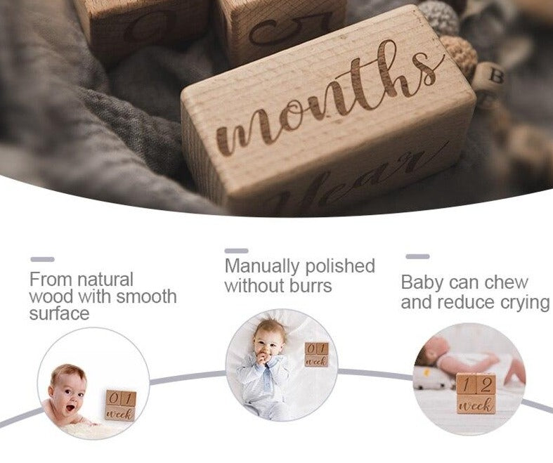 Set of 3 engraved wooden baby calendar