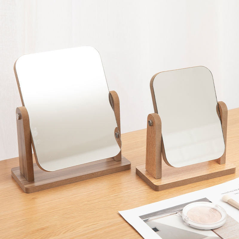 Wooden makeup mirror