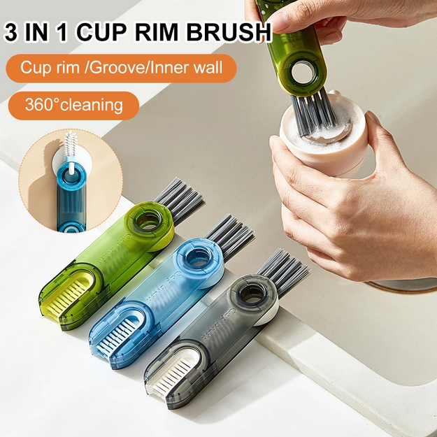 Tiny Cleaning Brush Rotating Switch Type Lid Crevice Brush for Cover Cups