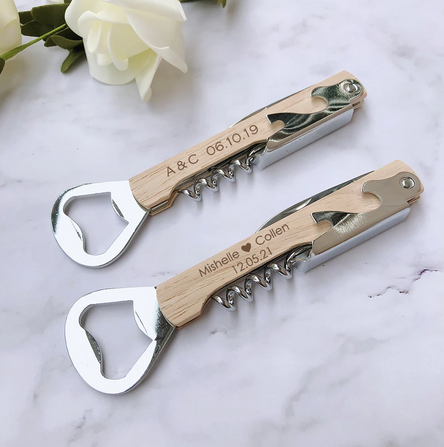 Custom wedding wine and beer opener