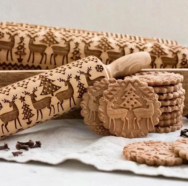 Christmas embossing  rolling pin