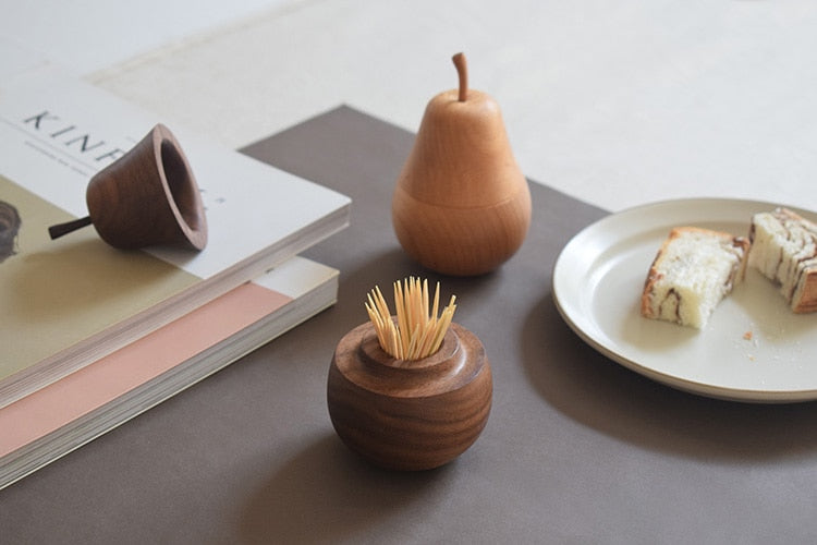 Wooden toothpick holder