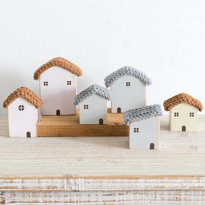 Set of 4 nordic wooden houses for home decor