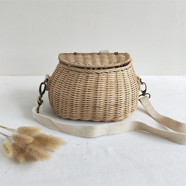 Rattan handmade backpack for kids