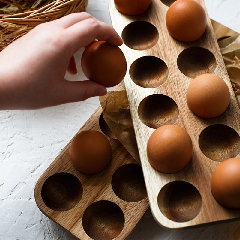 Wooden egg storage box