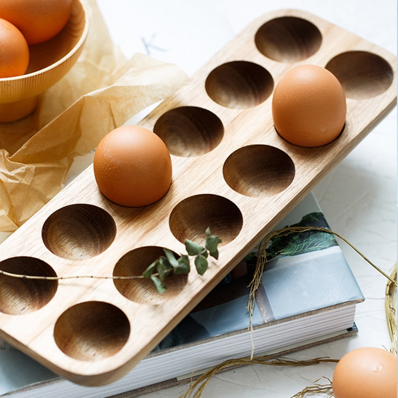 Wooden egg storage box