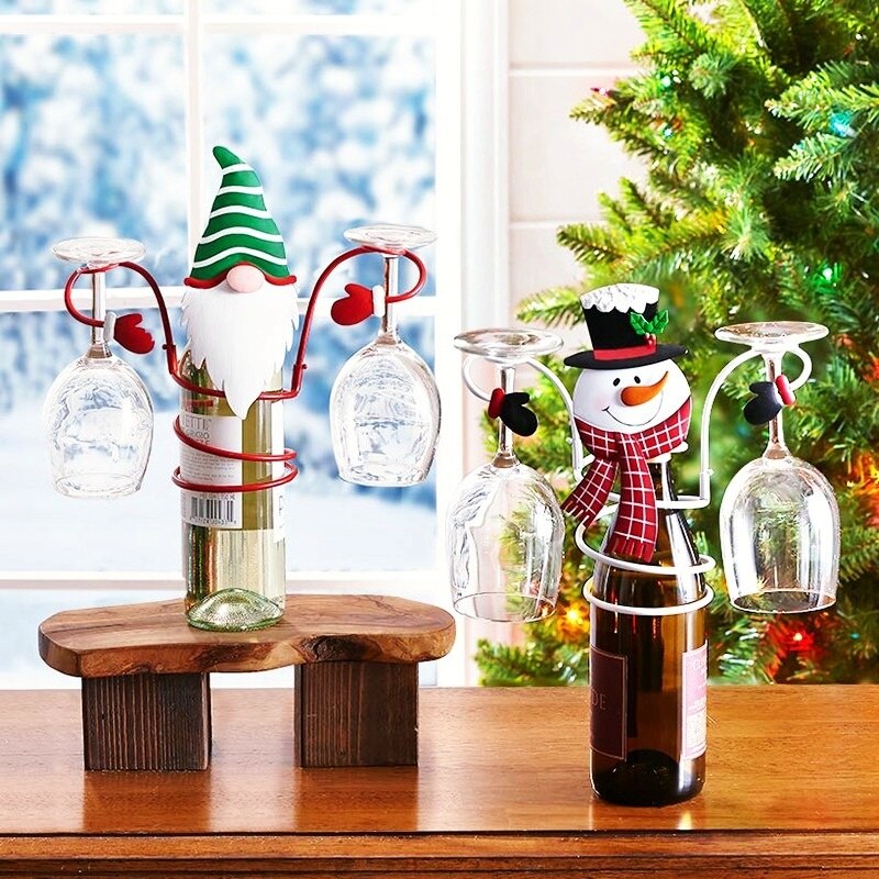 Christmas wine bottle and glass holder