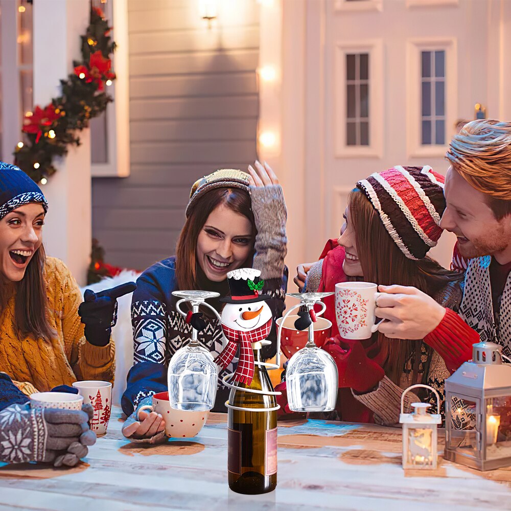 Christmas wine bottle and glass holder