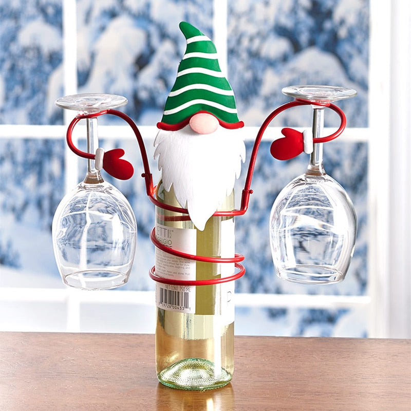 Christmas wine bottle and glass holder