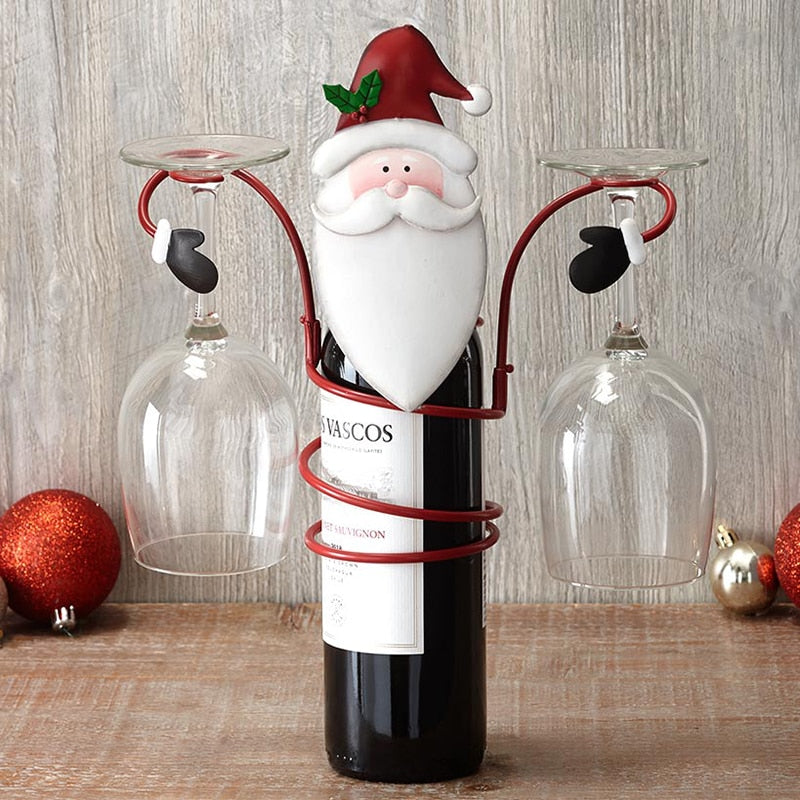Christmas wine bottle and glass holder